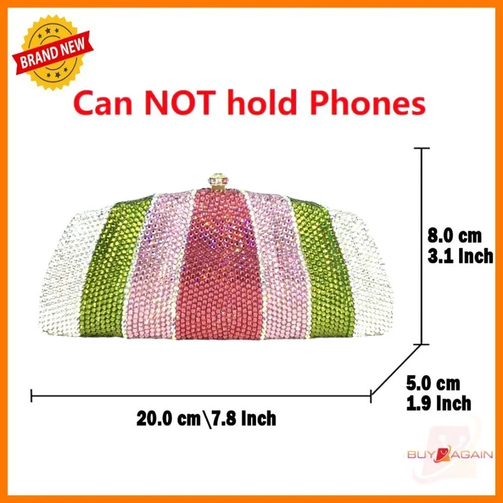 Mini Rhinestone Clutch Evening Bag with Detachable Straps for Formal Events
